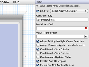 Xcode bind table column to array controller thumb