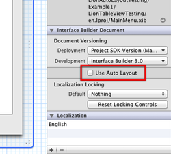 Xcode enable auto layout for xib step1 thumb